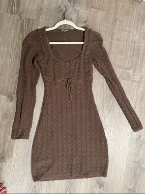 Hollister Knit Long-Sleeve Scoop Neck Mini Dress